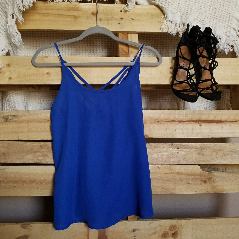 Royal blue tank with detail in back